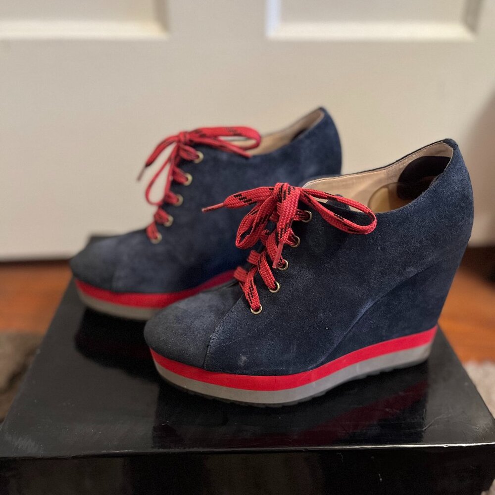 Boutique 9 Blue Suede Platform Tennis Shoes